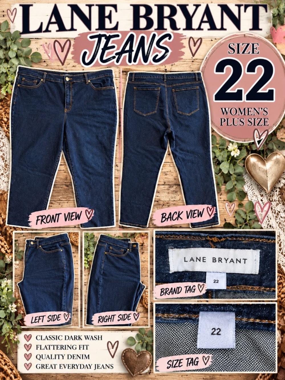 Lane Bryant Dark Wash Skinny Jeans Women’s Plus Size 22